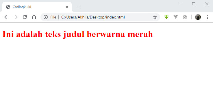 membuat inline css pada elemen h1